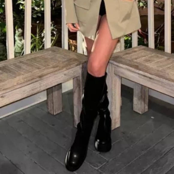 Steve Madden Kizam Black Faux Leather Platform Knee High Boots Size 9 - Picture 13 of 13